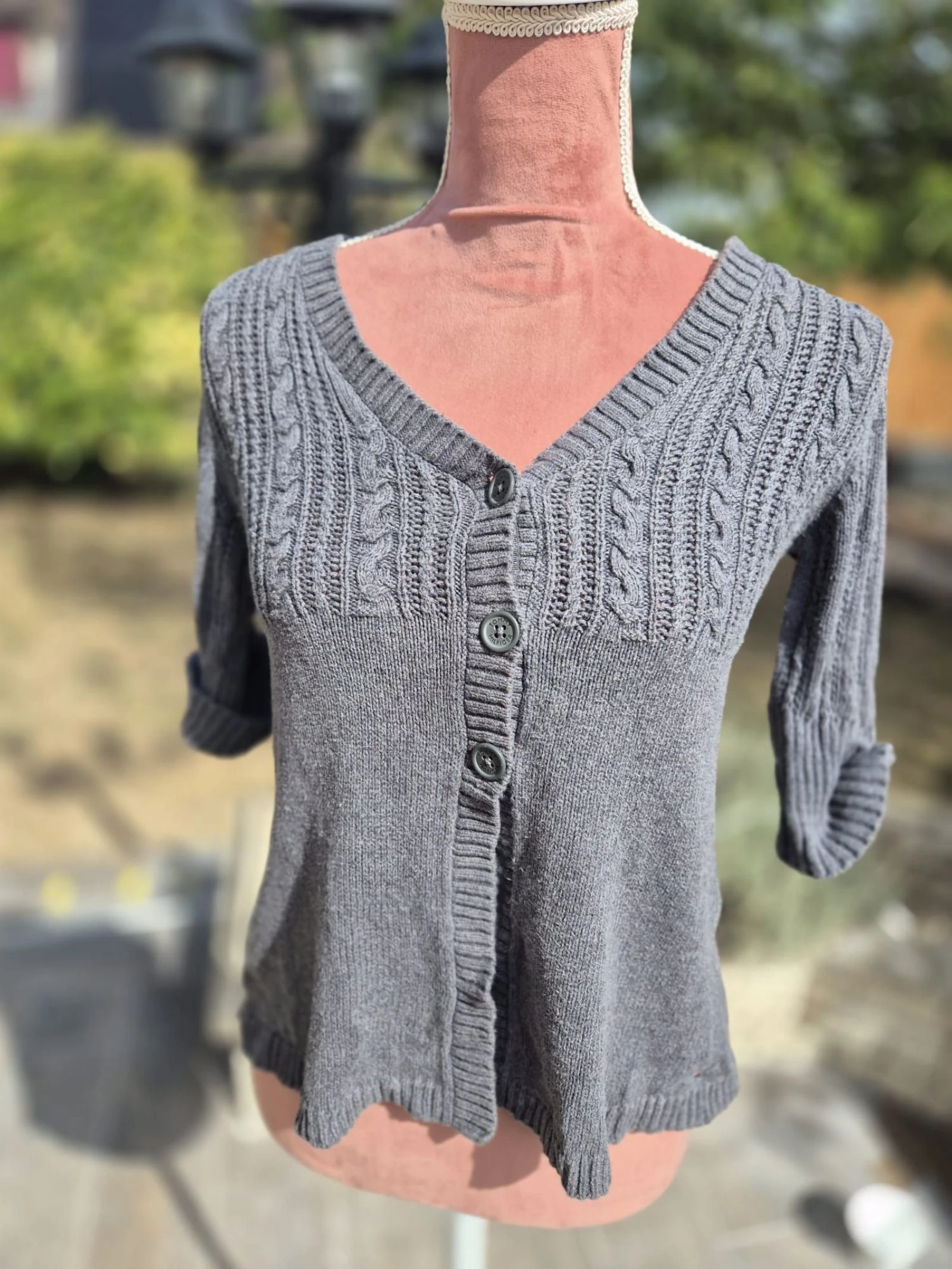 Gilet / Cardigan Tommy Hilfiger - Gris - Taille L (taille petit : correspond plutôt à un S/M)